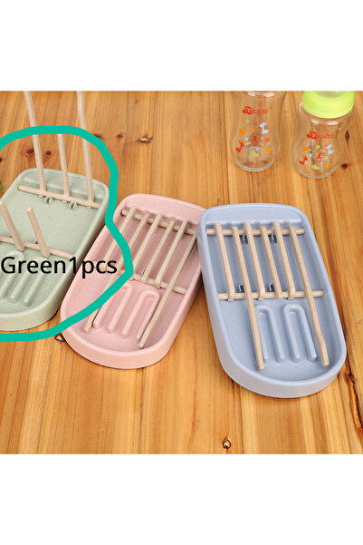 choice2 رف تجفيف زجاجات الرضاعة المصنوع من قش القمح، قطعة واحدة، لون أخضر، حا...