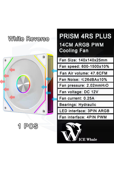 Choice3 A-RGB Other WT Reverse 1PCS ICE Whale Prism 4RS Plus ARGB PC Case Fan...