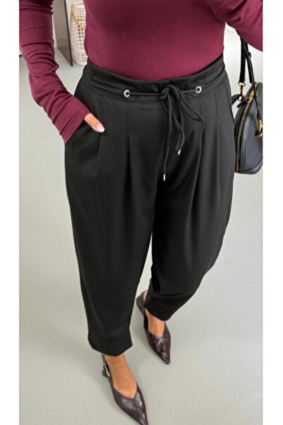 BEBE PLUS Arka beli lastikli paçası yırtmaçlı havuç pantolon