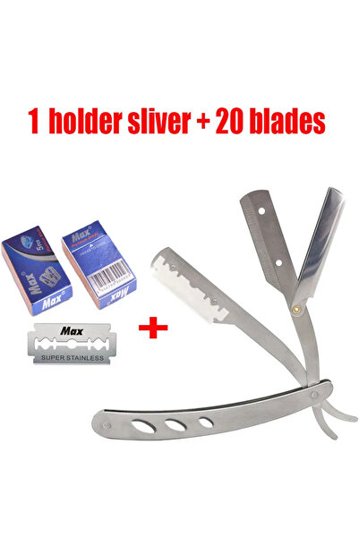 Choice4 1 قطعة فضية و20 قطعة (1 حامل + 10/20 شفرة) ذراع حلاقة مستقيمة، ماكينة...