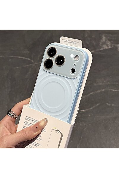 Choice غلاف هاتف iPhone 17 Pro Max أزرق أنيق مصنوع من السيليكون السائل بنمط ت...