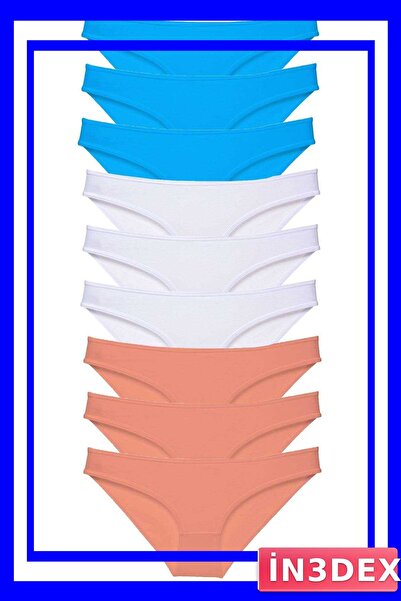 İN3DEX طقم سراويل داخلية نسائية من الليكرا 9 قطع باللونين الأبيض والأزرق