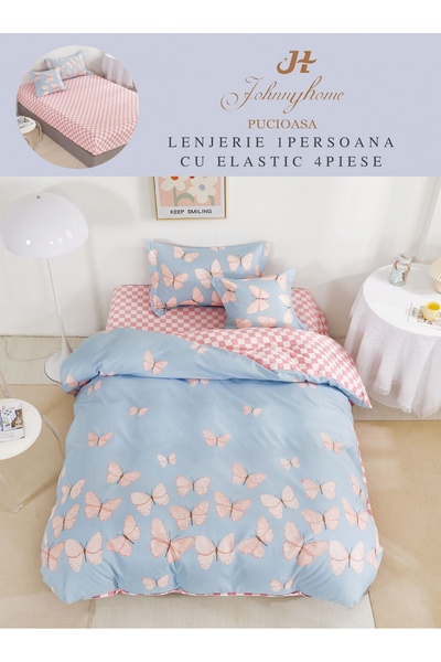 FIONNA.RO Finet Duvet Cover Set With Stretchy 1 Person - Sweet Butterflies