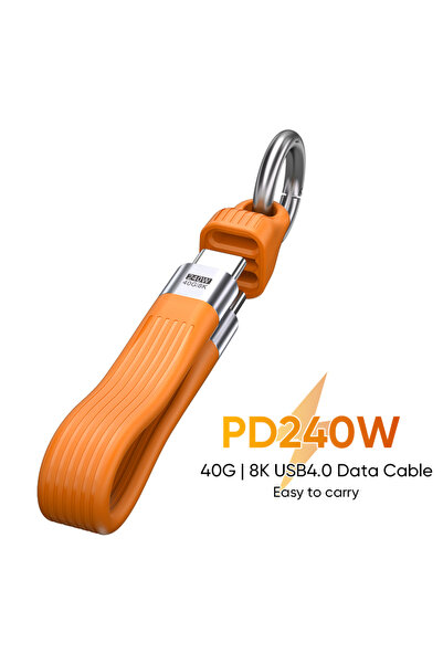 Choice1 Orange USB-C to Type-C 240W USB4.0 40Gbps Cable Keychain PD3.1 5A 8K@...