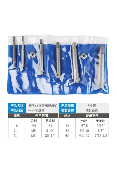 choice2 مجموعة أدوات إزالة رؤوس الصنابير المكسورة والمتآكلة من الفولاذ (6 قطع)