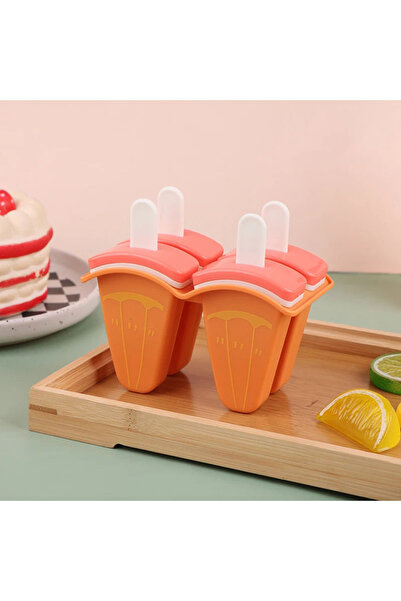 choice2 قالب آيس كريم برتقالي اللون بأربعة أقسام (4/6 أقسام)، قالب مغطى على ش...