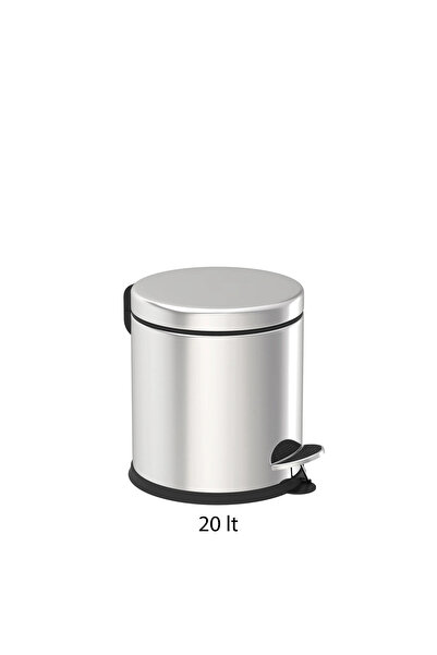 Neva Paslanmaz Çelik Pedallı Çöp Kovası Krom 20 Lt