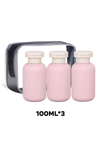 Choice5 مجموعة زجاجات سفر وردية اللون، 3 قطع، ناعمة مانعة للتسرب، سعة 100 مل ...