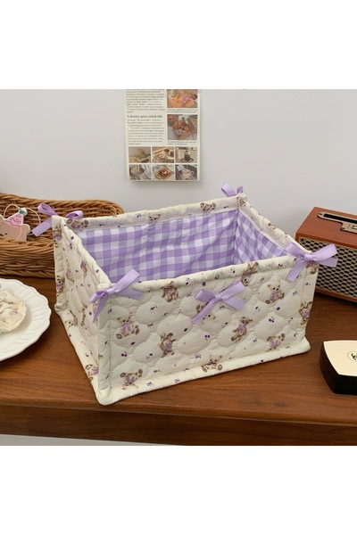 Choice دب أرجواني - سلة تخزين كبيرة مبطّن، سلة تخزين مكتبية للأغراض الجيدة، ص...