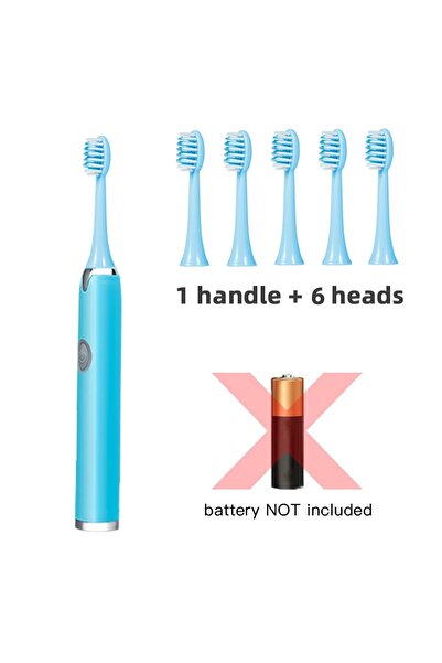choice2 فرشاة أسنان كهربائية سونيك زرقاء بستة رؤوس، مقاومة للماء بمعيار IPX7،...