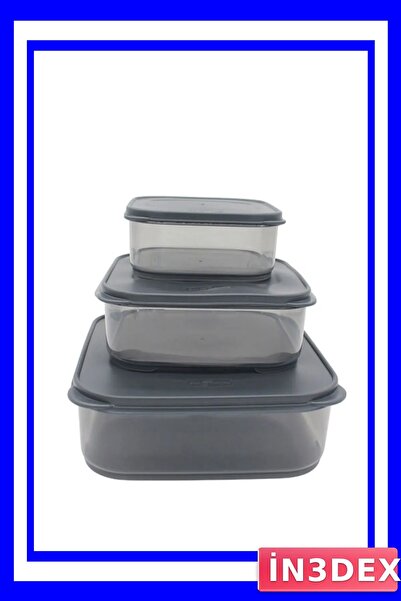 İN3DEX Smoked Colored Horizontal Storage Container Set of 3