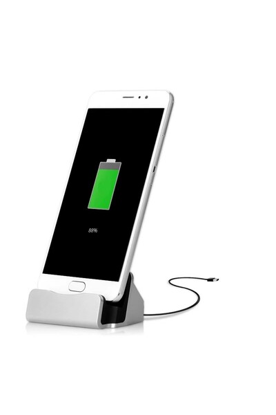 Choice1 حامل هاتف مزود بشاحن USB من النوع C فضي اللون، متوافق مع أجهزة iPhone...