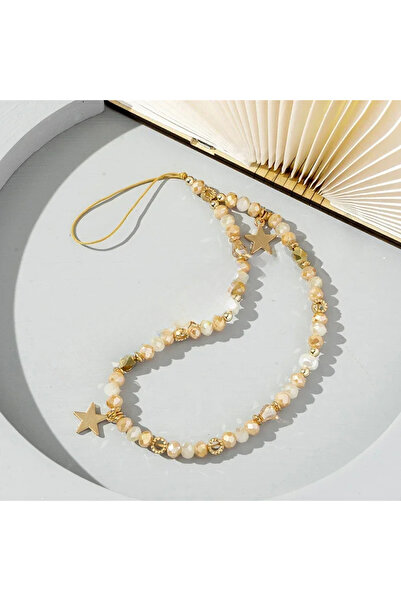 Choice5 قلادة خرز على شكل نجمة خماسية للهاتف المحمول باللون الأصفر/الذهبي، سل...