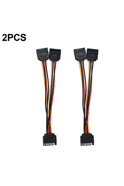 Choice1 2PCS 15-pin SATA Male to Dual 15-pin Female Y-Splitter Cable High Spe...