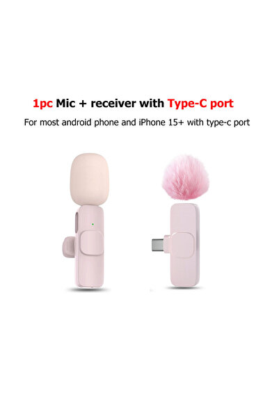 Choice Pink 1in1 For Type C K60 Wireless Lavalier Microphone for Smartphone, ...