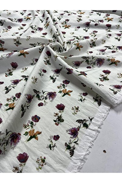 Kumaş sever Floral Patterned Voile Tencel Linen Fabric by the Meter Double Wi...