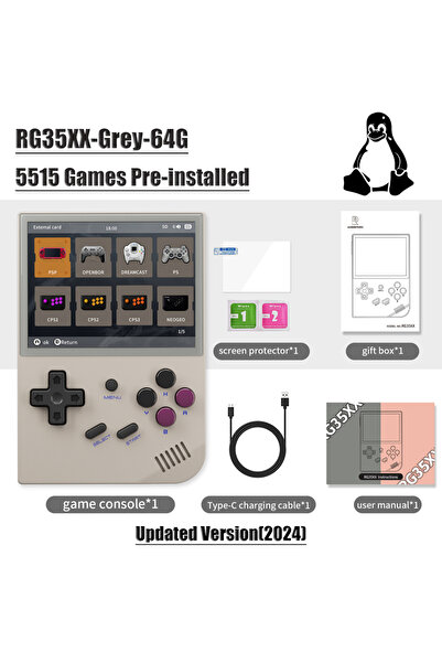 Choice3 Grey 64G ANBERNIC RG35XX New Updated 3.5-inch IPS Video Game Handheld...