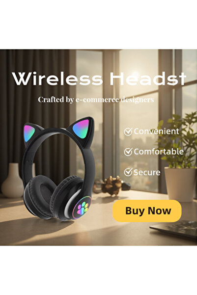 Choice1 سماعات بلوتوث لاسلكية من بلاك كات، سماعات رأس تغطي الأذن مع ميكروفون،...