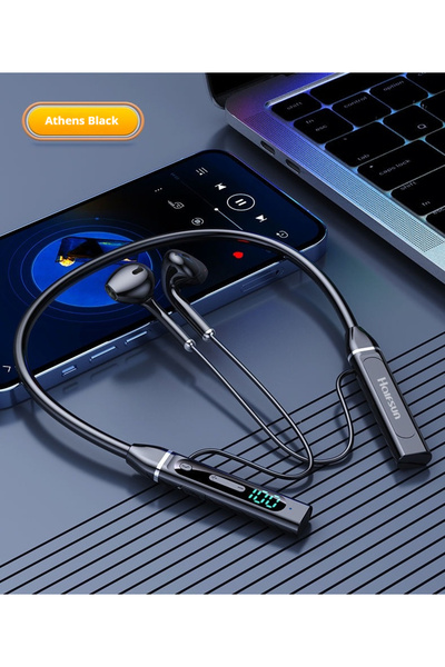 Choice سماعات أذن لاسلكية سوداء تعمل بتقنية البلوتوث، مزودة بإضاءة LED وصوت ع...