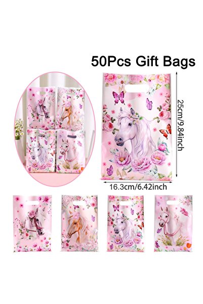 Choice1 50pcs 10/20/50pcs Mixed Pink Horse Gift Bags Flower Party Favor Bags ...