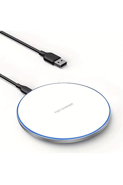 Choice4 شاحن لاسلكي مكتبي LED من VIKEFON، أبيض اللون، مزود بكابل، بقوة 30 واط...