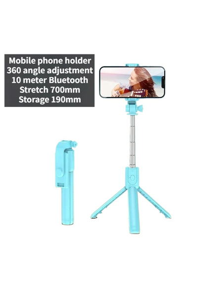 Choice7 حامل ثلاثي القوائم قابل للتمديد 3 في 1 مع عصا سيلفي زرقاء وجهاز تحكم ...