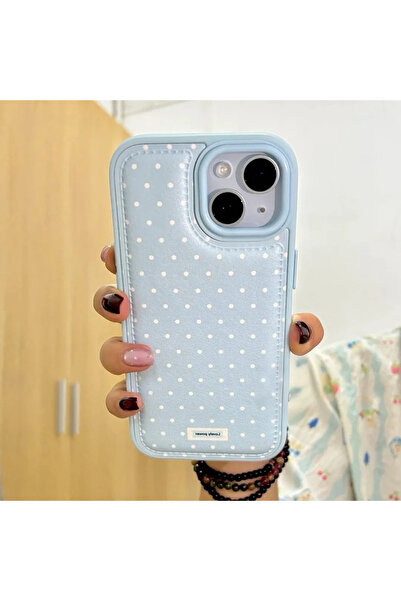 Choice غلاف هاتف جلد صغير الحجم منقّط، أزرق اللون، بتصميم كوري أنيق، مناسب له...