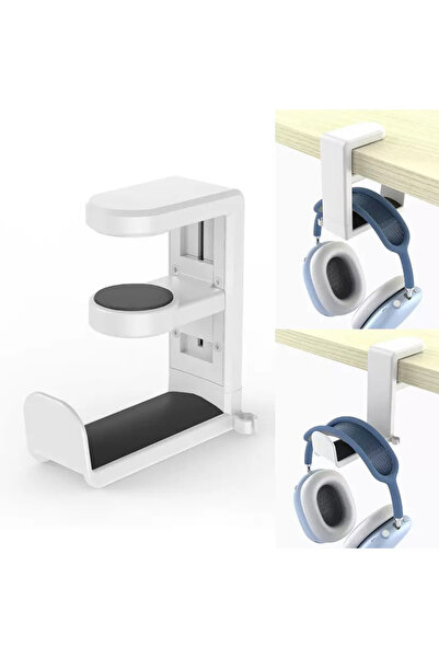 Choice حامل سماعات رأس أبيض قابل للدوران 360 درجة، مناسب لسطح المكتب، يُستخدم...