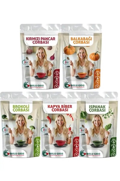 Belu Gıda Atölyesi BELU GIDA Sebzeli Çorba Seti 5 ADET SEBZELİ BEBEK ÇORBASI