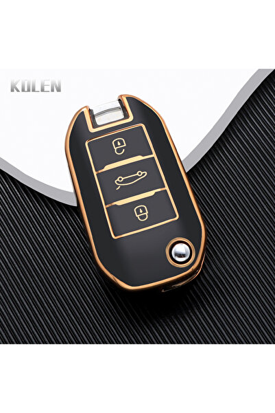 Choice9 A Golden Black TPU Car Flip Key Case Cover Shell Fob For Peugeot 208 ...