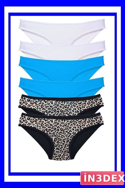 İN3DEX Lycra Slip Panties 6 Pack Leopard Patterned