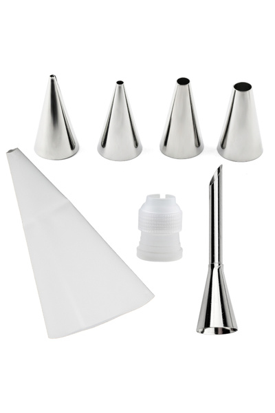 Choice White-7pcs FAISDU Silicone Reusable Bag Set Kitchen Stainless Nozzle D...