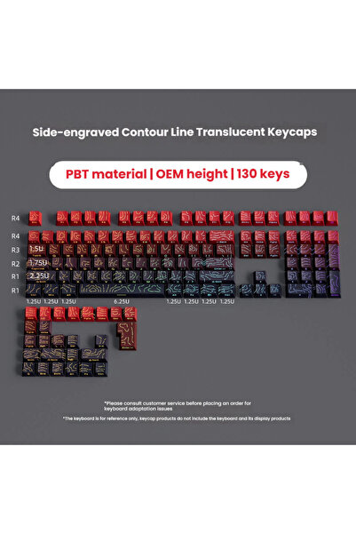 Choice15 134 Keys Lucky Red 2026 New Purple Topographic Side Print Shine Thro...