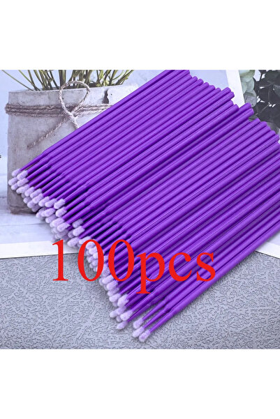 Choice3 ١٠٠ قطعة من أعواد تنظيف الرموش الدقيقة باللون البنفسجي، فرشاة دقيقة ل...