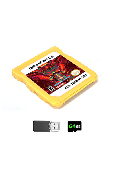 Choice1 مجموعة ألعاب بطاقات DS ذهبية بدون علبة، 7800 في 1، بطاقة ذاكرة فلاش R...