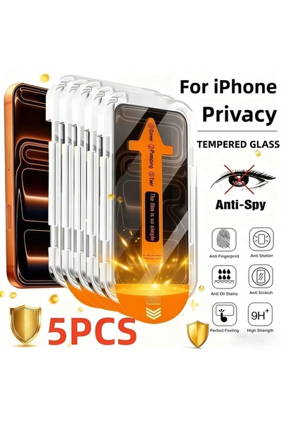 Choice26 5 قطع واقي شاشة زجاجي مقوى مضاد للتجسس لهاتف آيفون 12 برو ماكس، سهل ...