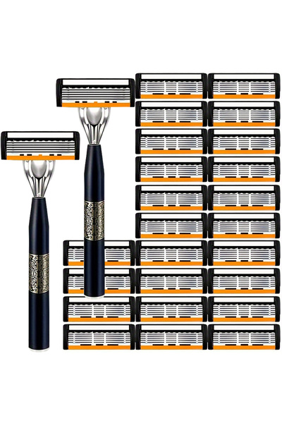 Choice3 ماكينة حلاقة كلاسيكية بست طبقات بمقبضين و24 شفرة، مناسبة لحلاقة الرجا...