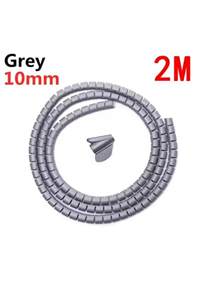 choice2 واقي كابلات حلزوني مرن رمادي اللون، 10 مم × 2 متر، بطول 2 متر، مقاس 1...