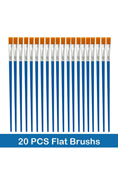 Choice4 20 PCS Flat Brushs 10/20/50Pcs Painting Brushes Set Art Round Flat Ha...
