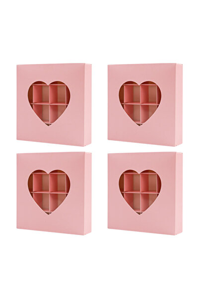 Choice 15.1x15.1x3.5cm 4PCS 4PCS Red Pink White Heart Shaped Boxes with Windo...