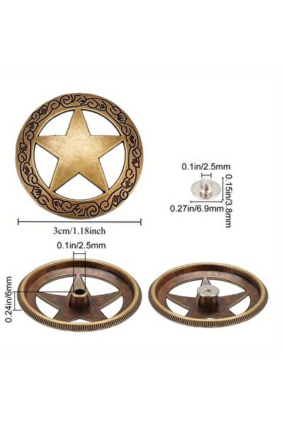 Choice برونزي - 10 قطع، 10 قطع من مشابك معدنية دائرية مجوفة مزخرفة على شكل نج...