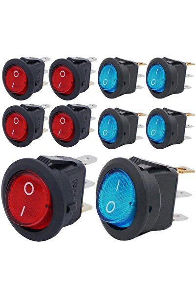 Choice3 8 قطع من مزيج الأزرق والأحمر، 8 قطع من مفتاح تشغيل/إيقاف KCD1 ثلاثي ا...