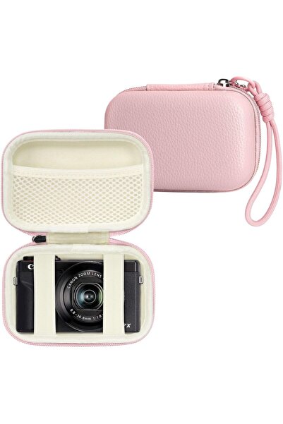 Choice8 حقيبة كاميرا رقمية وردية اللون مزودة بحزام من CAORY، حامل كاميرا صغير...