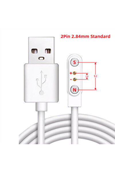 Choice5 شاحن USB مغناطيسي أبيض (2 دبوس 2.84 قياسي) لساعات ذكية، كابل شحن ثنائ...