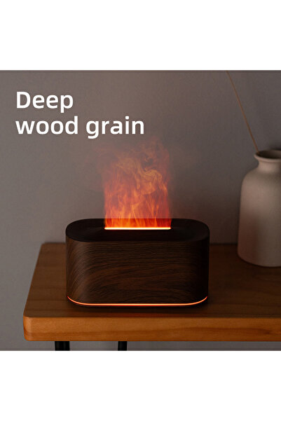 Choice6 Dark wood grain Essential Oil Diffuser,Flame Colorful Water Vapor Fir...