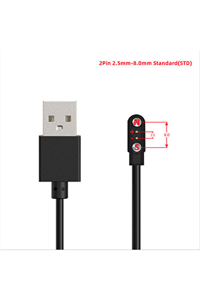 Choice12 شاحن USB مغناطيسي أسود (2.5 مم - 8 مم قياسي) لساعات ذكية، كابل شحن ث...