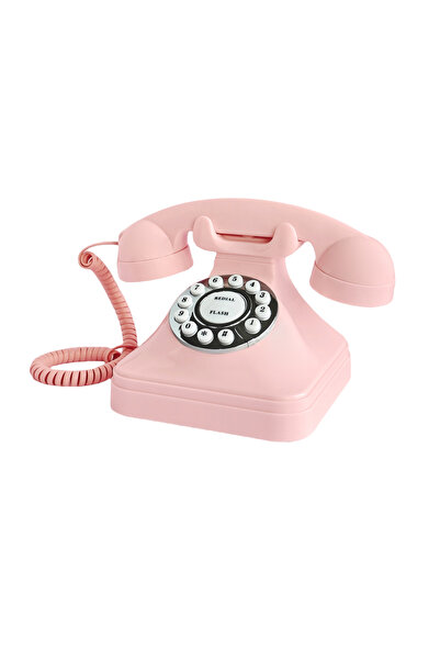 choice2 هاتف وردي عتيق الطراز، هاتف أرضي سلكي، هاتف كلاسيكي من ثمانينيات القر...