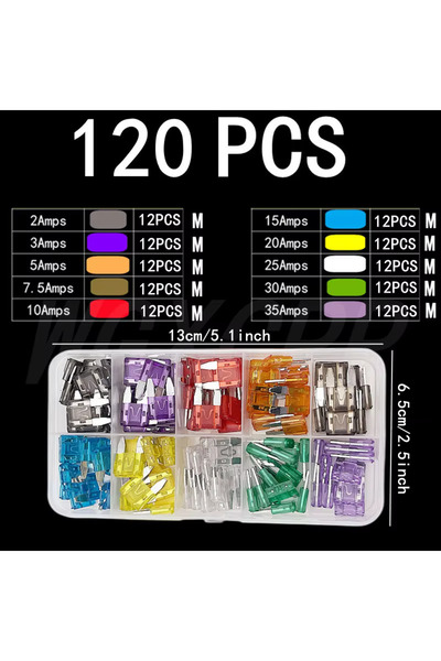 choice2 مجموعة فيوزات سيارات مكونة من 120 قطعة - متوسطة (50-306 قطعة)، صغيرة ...