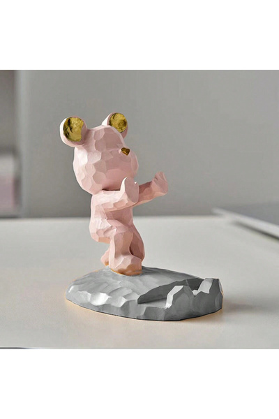 Choice1 حامل هاتف وجهاز لوحي على شكل دب كرتوني وردي، قطعة واحدة، حامل سهل الا...