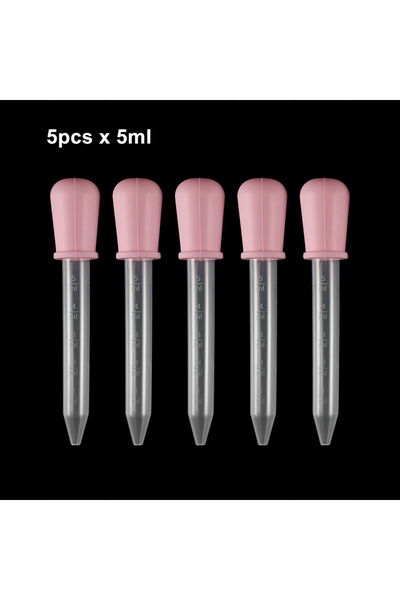 Choice7 5Pcs Pink 2/5pcs 5ml Clear Silicone Dropper Graduated Pipette Liquid ...